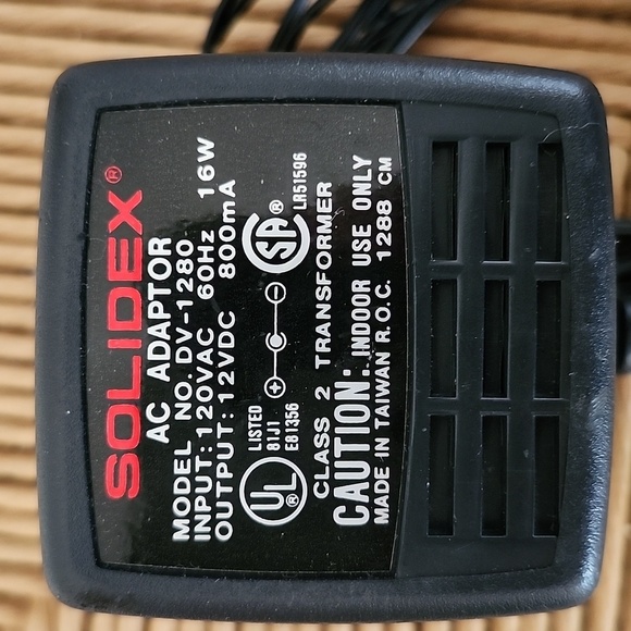 Solidex AC adaptor class 2 transformer model  DV-1280, indoor use only - Picture 2 of 6
